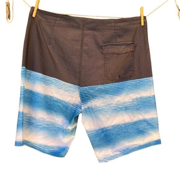 Hang Ten Board Blue Water White Grey Swim Trunks Shorts Size 38 - Picture 8 of 15